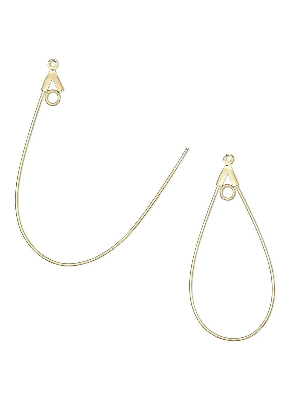 10 Gold 14K Plated Teardrop Earring Beading Hoops Loop 40mm Add a Bead Findings